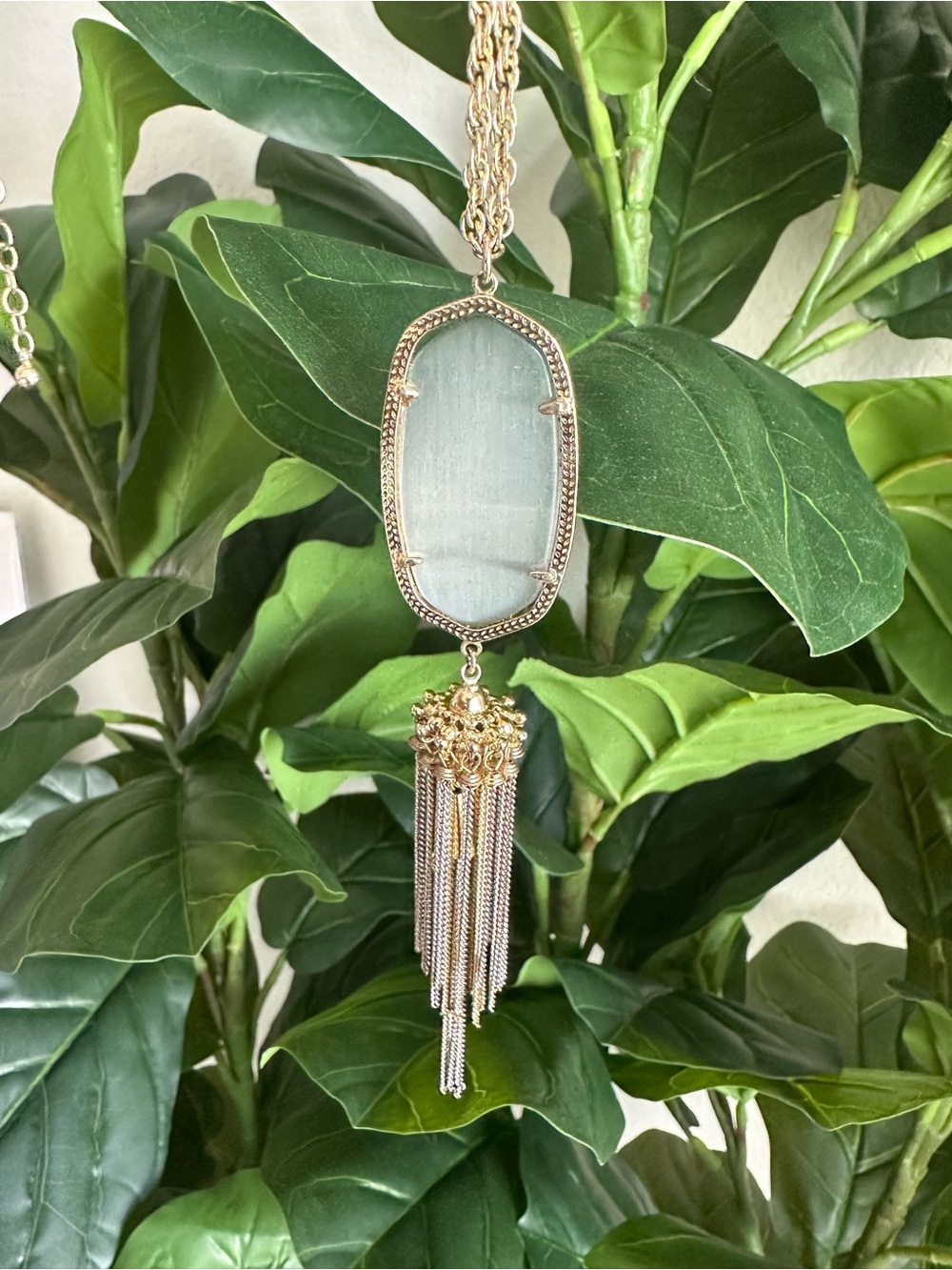 Kendra Scott Rayne Smoky Quartz Long Tassel Pendant Necklace Gold Tone